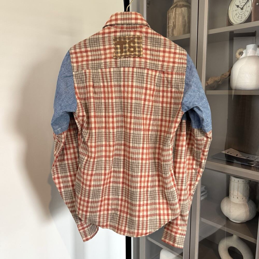 Todd Snyder Sample Wool Chambray Patchwork Button… - image 4